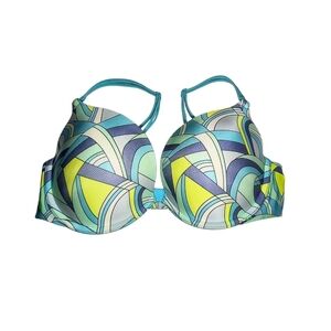 Victoria's Secret Colorful Abstract Design Underwire Push Up Cleavage Bra, 34D